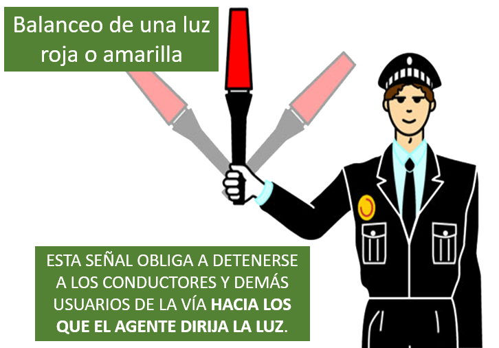señal agente de tráfico balance de una luz amarilla o roja