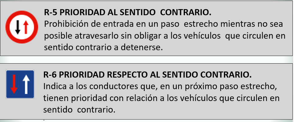prioridad en estrechamientos señalizado