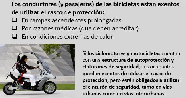 Exenciones del uso del casco 