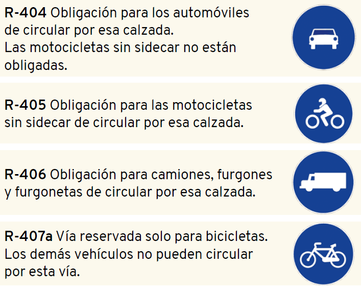 señales de obligatorio circular determinados vehículos