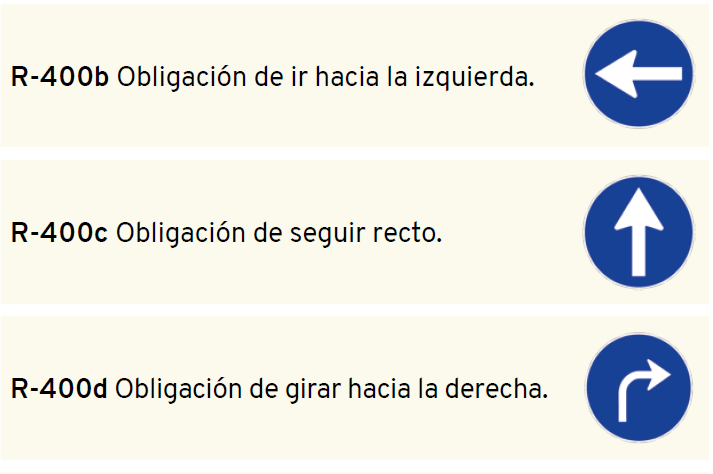 señal de obligación ir a la izquierda