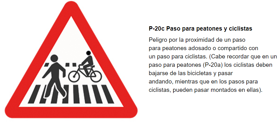 Señal de peligro por Paso para peatones y ciclistas