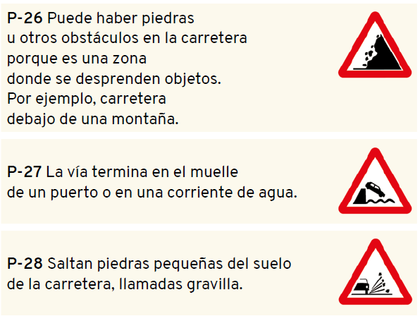 señales de peligro por desprendimiento
