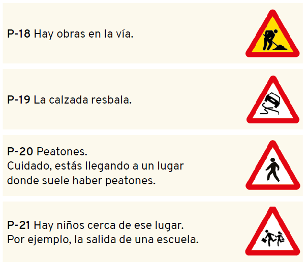 señales de peligro por peatones