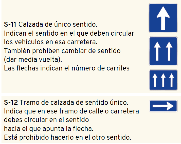 señal calzada de sentido único