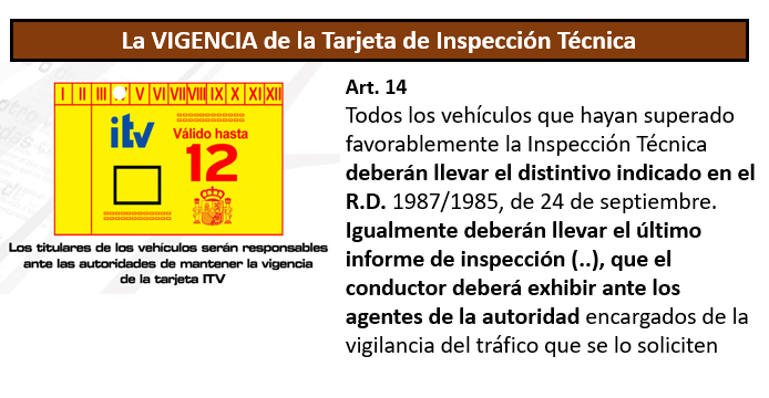 vigencia inspección técnica ITV