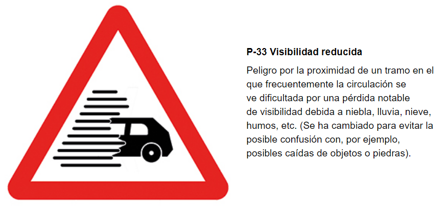 Señal de peligro por Visibilidad reducida