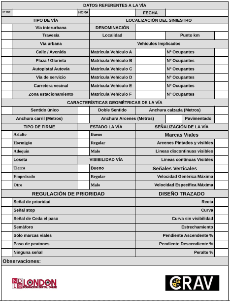 formulario de la vía